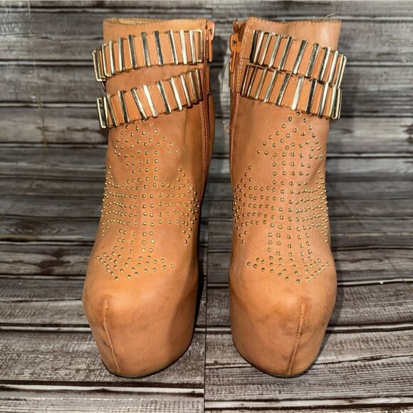 Jeffrey Campbell Dollywood Hidden Wedge Boots Color Orange Size 7.5 M - Picture 2 of 8